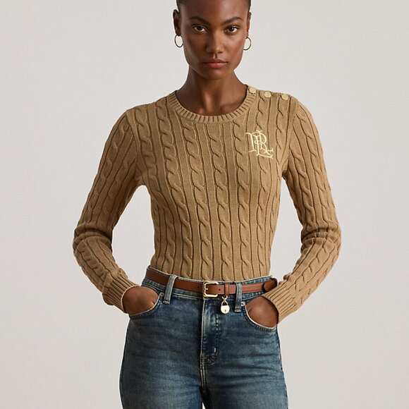 NWT Ralph Lauren Button-Trim Cable-Knit Cotton Sweater Size S - Picture 2 of 13